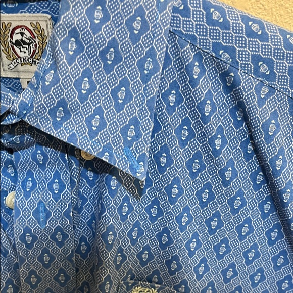 Cinch Men's Geometric Blue Shirt - Picture 6 of 7